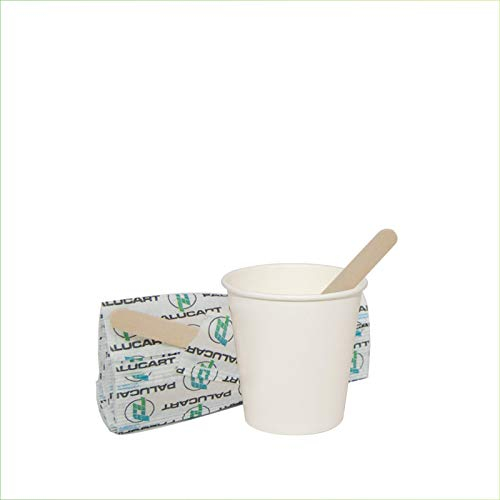 Palucart 500 Bicchieri in Carta per Caffe Bicchierini 75ml Colore Bianco 3 oz biodegradabili cartoncino per Bevande Calde Cappuccino caffè + 500 Palette in Legno di Betulla