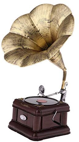 Tubayia Europäische Vintage Grammophon Modell Kunsthandwerk Dekoration für Zuhause, Café, Bar, Büro usw (Golden)