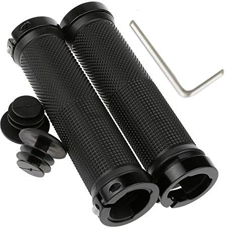 SuperglockT Ergonomische Fahrradgriffe Schraubgriffe rutschfeste Gummi Handgriff mit Aluminium Lock Fahrrad Lenkergriffe Set für MTB BMX Mountainbike Radsport (Schwarz)