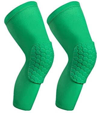 BEI&YANG Basketball Honeycomb Knee Pads Anti-Collision Sports Equipment Professional Extended Leggings Training Protection Knee Protectors Meniscus-S_Green Long