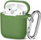 Maledan Kompatibel mit AirPods Hülle AirPods Case Apple Airpods 2 & 1, Voller Schutz Silikon Schutzhülle (Front LED Sichtbar) mit karabiner,Grün