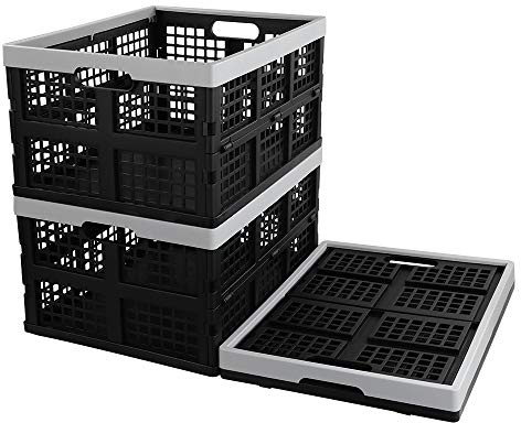 Kekow 30 L Black Plastic Collapsible Storage Basket, 3-Pack