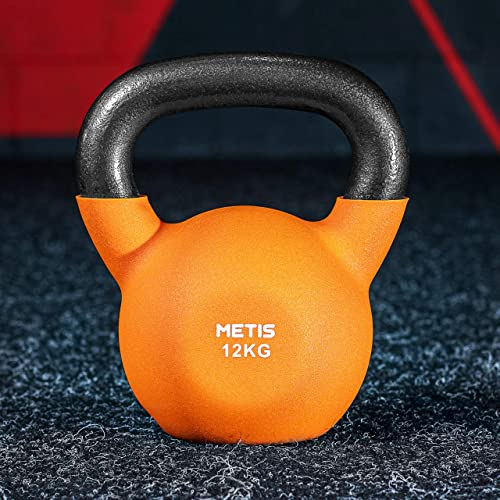 METIS Neoprene Kettlebells [4-28kg] | Exercise Equipment For Home Training & Gym Fitness – Heavy Lifting Kettlebell Weights | Cast Iron Kettlebell (12kg)