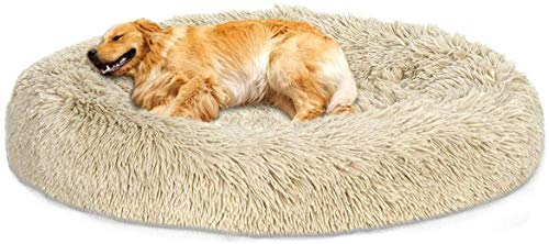 DUCHEN Weiches Hundebett kuscheliges Haustierbett Korb Donut Hundehöhle Kuschelkissen Warme Bequeme Hundesofa für Mittelgroße und Große Hunde XL-90cm