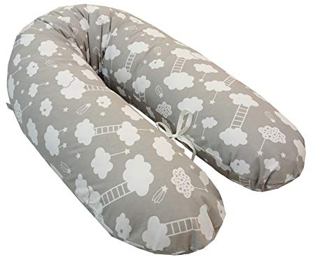Emi&Sam Stillkissen 170cm Bezug Füllung FillBall EPS Lagerungkissen Stillkissenbezug ((FillBall inkl. Bezug) 22. Wolken)