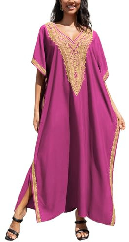 L-Peach Femmes bohème Caftan spacieux Chemise de Nuit Longue Tenue de Plage Robe de Plage Couverture Robe Sarong paréo