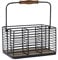 VANRA Utensil Holder Kitchen Condiment Organizer Utensil Caddy Storage Basket Organizer Metal Flatware Caddy with Wood Handle, Black