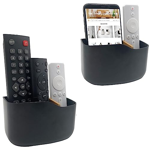SUNFICON 2 Selbstklebende Fernbedienungshalter, Universal-Halterung für Media-Player, Controller, Wandmontage, Fernbedienung, Organizer, Box, schwarz