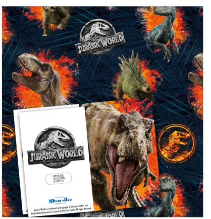 Jurassic World Geschenkpapier, 10 Blatt, 10 Etiketten, Blattgröße: 70 x 50 cm, offizielles Produkt, verantwortungsvoll bezogen