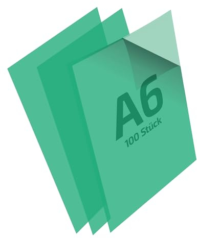 REIF Hamburg 16085 DIN A6 Sichthüllen grün, 100 Stück aus PE Stärke 0,160 mm, dokumentenecht, Dokumentenhülle für bis zu 10 Blatt, eine Schmalseite und eine Breitseite offen, Made in Germany