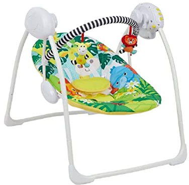 LADIDA Folding Electric Baby Swing, Safari Design, Soothing Music, Suitable for Newborns