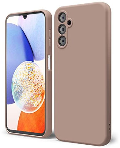 oakxco for Samsung Galaxy A14 5G Phone Case Silicone, Thin Slim Grip Soft Rubber Gel Protective Phone Case for Women, Matte Plain Solid Color Aesthetic Cute Girly Case with Camera Cover, Brown