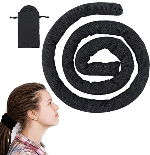 Norhogo Haargummi Spirale Stoff Zubehör mit Stoffbeutel Spiral Lock Haarbinde Pferdeschwanz Halter Bunte Biegbare Haarbinder für Frauen Männer Langes Dickes Lockiges Haar, 68cm Lang, Schwarz