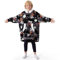 Winthome Hoodie Decke Kinder, mit Ärmelnn Weiche und Bequeme, Kuschelpullover mit Tasche und Hut, Ärmeldecke Mädchen Junge für 7-12 Jahren, Weihnachten, Geschenk (Hund 1)