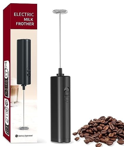 Milk Frother Handheld, COKUNST Battery Powered Mini Whisk, Electric Portable Drink Mixer Mini Foam Maker for Matcha Coffee, Latte, Cappuccino, Hot Chocolate
