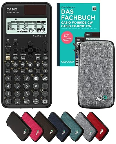 Casio fx-991DE CW inkl. Schutztasche Hellgrau & Fachbuch (160 Seiten, DIN A5) – Wissenschaftlicher Rechner – Smart Set