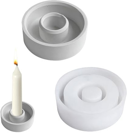 YEJAHY Silikonform Kerzenhalter, Halloween DIY Gießform Kerzenhalter, zum Ausgießen mit Kreativ Beton, Art Resin Gießharz(große Runde)