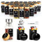 SAEIV Umweltfreundlicher Kappen aus Akazienholz Gewürzgläser Eckig -Set | 35 Gewürzdosen Mit 200 Gewürzetiketten | Perfekte Organisation Küche Gewürz Organizer | 120ml Gewürzbehälter aus Glas