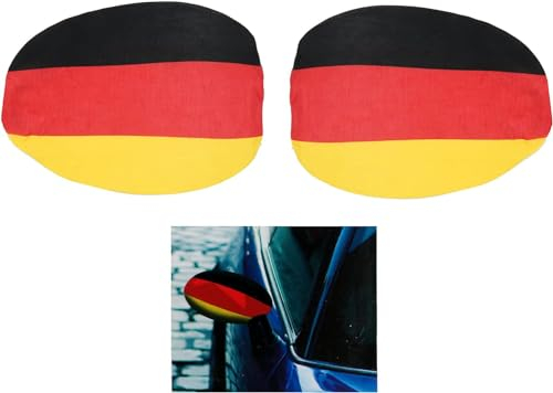 JUNG Autospiegelbezug 2er Deutschland Fussball EM 2024 Fan, Europameisterschaft Fanartikel Frauen & Männer, Fanpaket, Schwarz Rot Gold Flagge, Damen und Herren