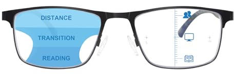 SKYWAY Progressive Multifokal Anti Blaulicht Lesebrille Herren Damen Leichte Mentale Rahmen Federscharnier Computerbrille Gleitsichtbrille Lesehilfe 2,0