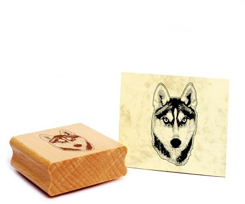 Dekolando Motivstempel Alaskan Husky Stempel Hund Holzstempel 27 x 48 mm