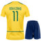PraiseLight Brasilien Limitierte Ronaldinho Heim Fußball Kinder Trikot Auflage Shorts Set Nostalgie Jugendgrößen (Gelb 11, 128 (4-5 Jahre))