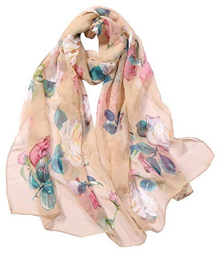 Foulard en mousseline de soie pour femme Foulards Châle Foulard doux Écharpe Turquoise, A-beige., taille unique