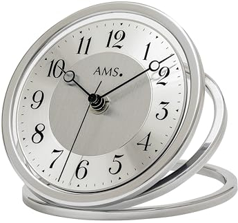 AMS Reloj de mesa con cristal mineral curvado y manecillas de brequetzeigern