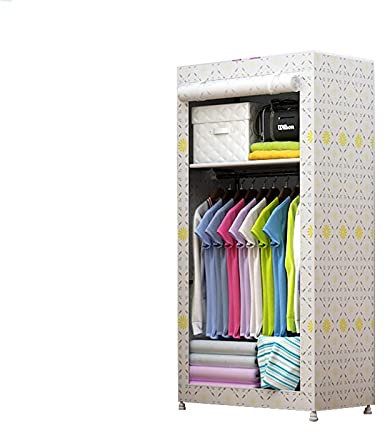 Eckkleiderschrank mit einer Schublade, einfache tragbare Kleiderschränke aus Segeltuch, Kleiderstange aus Metall, Regale zur Aufbewahrung von Kleidung, Schrank für Wohnheimzimmer, 150 x 70 cm (Farbe: