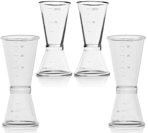 LIMEOW 4 Pezzi Misurino per Cocktail, Dosatore Cocktail, Dosatori per Cocktail, Misurino Doppio per Cocktail, per Bar Party Wine Cocktail Drink Shaker(10 ml / 20 ml et 20 ml / 40 ml)