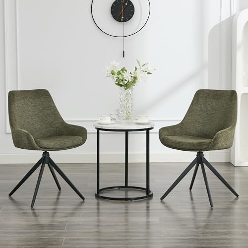 LONXIU Esszimmerstühle 2er Set, Moderne Esszimmerstühle drehbar, Armless Design Küchenstühle für Esszimmer, Wohnzimmer, Arbeitszimmer, Grün