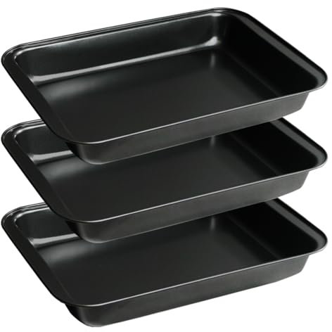 FISDEN Set of 3 Rectangular Cake Pan, Non-Stick Baking Pan for Oven, 9 x 13 Inch Deep Cookie Sheet Tray, BPA Free Bakeware for Brownie Lasagna Casserole Bread
