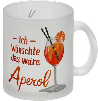 Ich wünschte das wäre Aperol Glas Tasse orange-rötlicher Cocktail mit Orangenscheibe und Strohhalm Illustration eines erfrischenden Getränks im Glas Tasse
