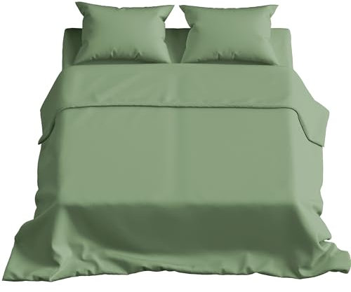 Batik Completo Lenzuola Matrimoniali Cotone: Set Lenzuola Matrimoniale Cotone Elegante e Confortevole per la Tua Camera da Letto - 100% Cotone - Colore Salvia
