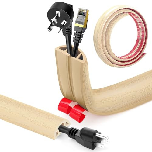 Passe Cable Sol Adhesif, Cache Cable Sol, Flexible PVC Goulotte Passe Cable Sol Protege Cable Sol Passage de Cable au Sol pour Tous Les Câbles, Résidentiel, Bureaux Plus (Grain de Bois C, 3cm x 1m)