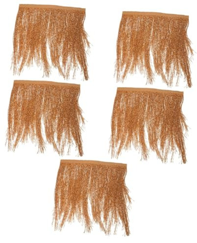 Cabilock 5 Pièces Paille Simulée Toit De Paille Bricolage Décor De Toit De Chaume Artificiel Toit en Chaume Synthétique Panneau De Chaume Artificiel Décoration De Jardin Chaume Réaliste PE