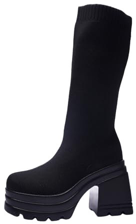 EJIMUQO Natale Regali Stivali Donna Alti Zeppa Interna Stivali Da Equitazione Donna Pelle Stivali Alti Donna Con Tacco Stivaletti Donna Invernali Con Pelo Stivali Da Donna Invernali