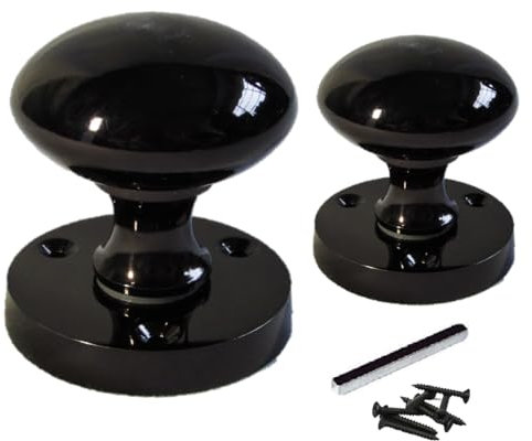Betley Butterfly Black Nickel Mortice Sprung Door Knob Set Pack Pair Round Victorian Door Knobs 56mm