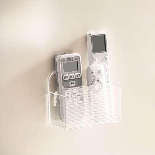 LINFIDITE Klebstoff TV-Fernbedienungshalter Wandhalterung für TV-Fernbedienung für die Wand am Fernbedienungskorb Aufbewahrungsorganisator Adhesive (Für 2 or 4 Fernbedienungen – Transparent – Menge 1)