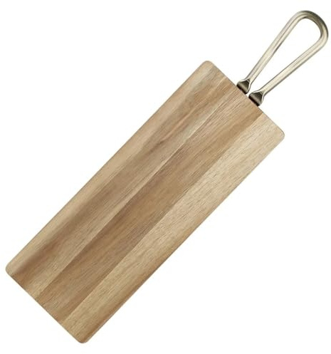 Olympia Acacia Wood Paddle Board with Metal Handle, 575x150x20mm | Rectangular shape provides ample serving space for presenting charcuterie, rustic platters or sharing boards.