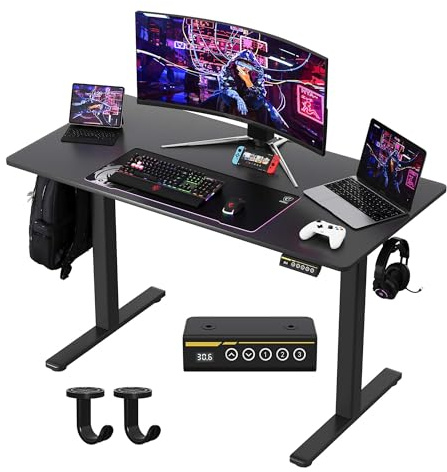 Gamork Elektrisch höhenverstellbarer Schreibtisch 120x60cm, Schwarz