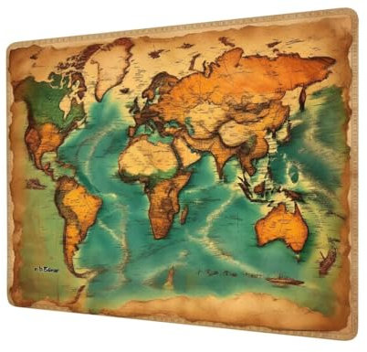 Mouse Pad Green Mouse Mat Small 320x260x3mm Desk Mat, Mini Desk Pad World Map Mousepad with Stitched Edges, Waterproof Surface, Gaming Mousemat for Wireless Mouse Travel Office Laptop Portable H1-910