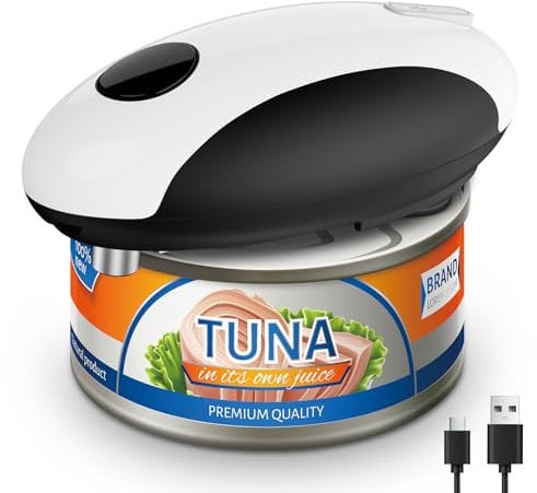 USB Rechargeable Electric Can Opener – One-Touch Automatic Operation, Magnetic Lid Holder & Smooth Edge Cutting, Cordless & Easy to Use for Seniors, Works with All Standard Can