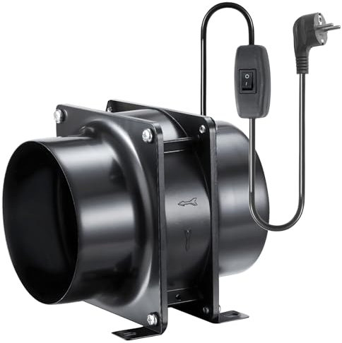 Moonjor Ventilatore a tubo assiale da 100 mm, 119 m³/h, con interruttore on/off, per garage, spazio attrezzi, ufficio, tenda da giardino