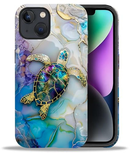 artslion 2 in 1 Cute Hülle für iPhone 15 6.1 Zoll, Stoßfest FallSchutz Handyhülle Glasschildkröte Sturzschutz Case