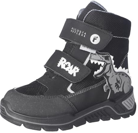 RICOSTA Jungen Stiefel TOREX, Kinder Boots, Weite: Weit, lose Einlage, Sympatex, Klettstiefel, Booties, wasserdicht, schwarz (090), 33 EU