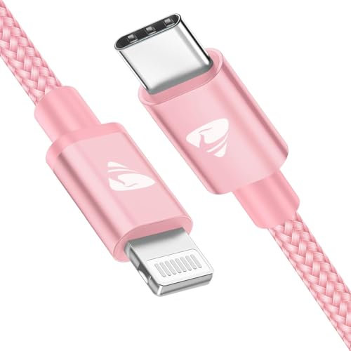 Aioneus USB C to Lightning Cable 2M, [Apple MFi Certified] iPhone Fast Charger Cable USB-C Charging Lead Cord for iPhone14/13/12/12 PRO Max/12 Mini/11/11PRO/XS/Max/XR/X/8/8Plus/iPad, Pink