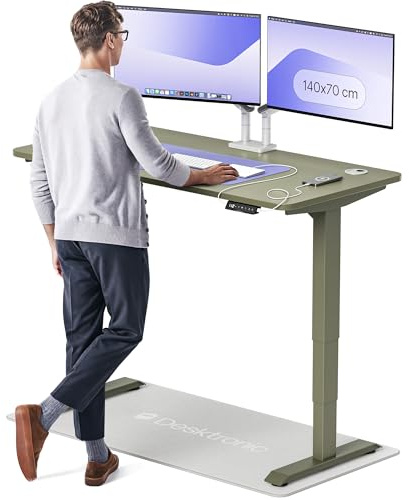 Desktronic HomePro Standing Desk – 140 x 70 cm Height Adjustable Desk with Electric Dual Motor, Touchscreen Controller & Integrated USB/USB-C, 3 Memory Presets