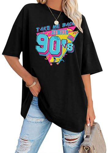 VVNTY 90s T Shirt Women Take Me Back to The 90's Tshirt Summer Retro Graphic 90s Short Sleeve Tops (Black3,M)