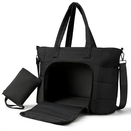 Dadanism Lunch Tote Bag per Donne, Borsa Laptop 15,6 Pollici Imbottita con Scomparto Pranzo Termico, Borsa Trapuntata Grande Capacità con Portafoglio per Affari Lavoro Ufficio Università